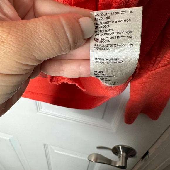 PILCRO Urban Outfitters Coral‎ Orange Ruffle Side Hi-Low Sweater Size Medium - Picture 9 of 10